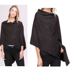 Black Poncho Cashmere-like